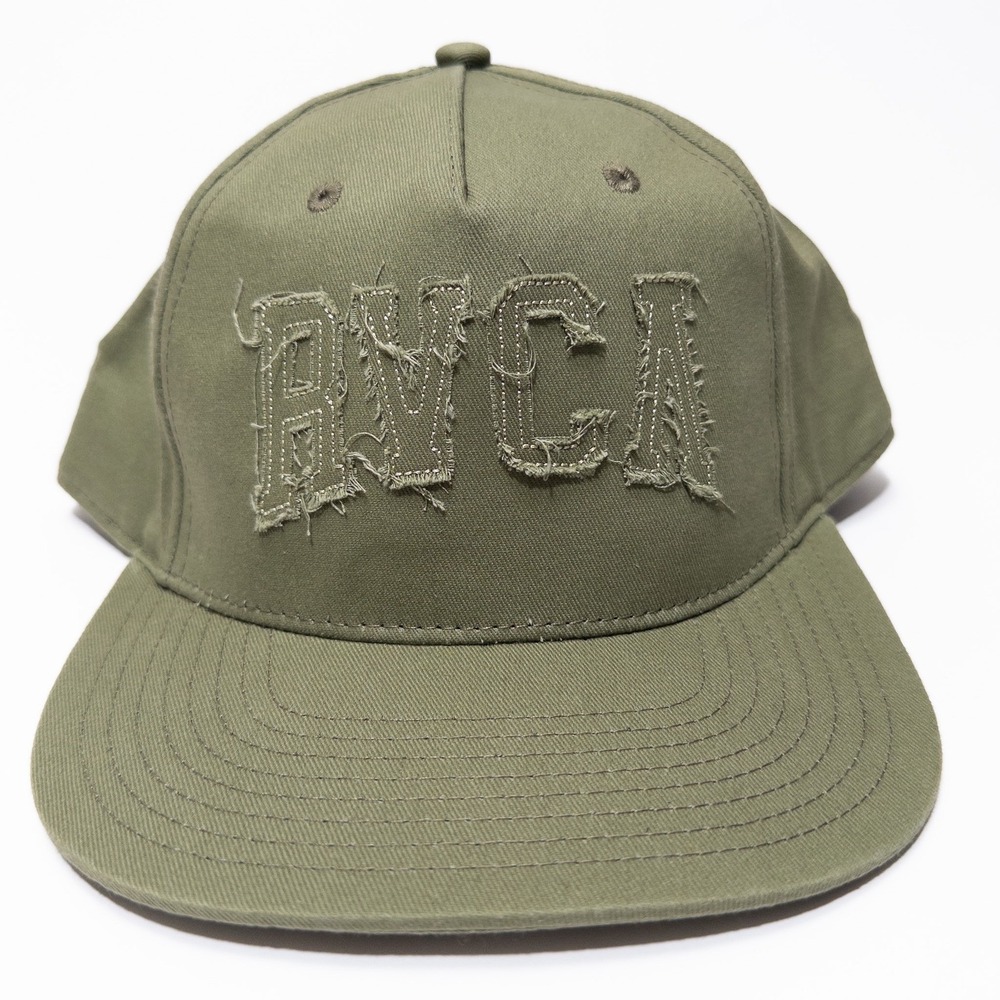 RVCA Olive Green Snapback Hat Flat Brim Embroidered Logo